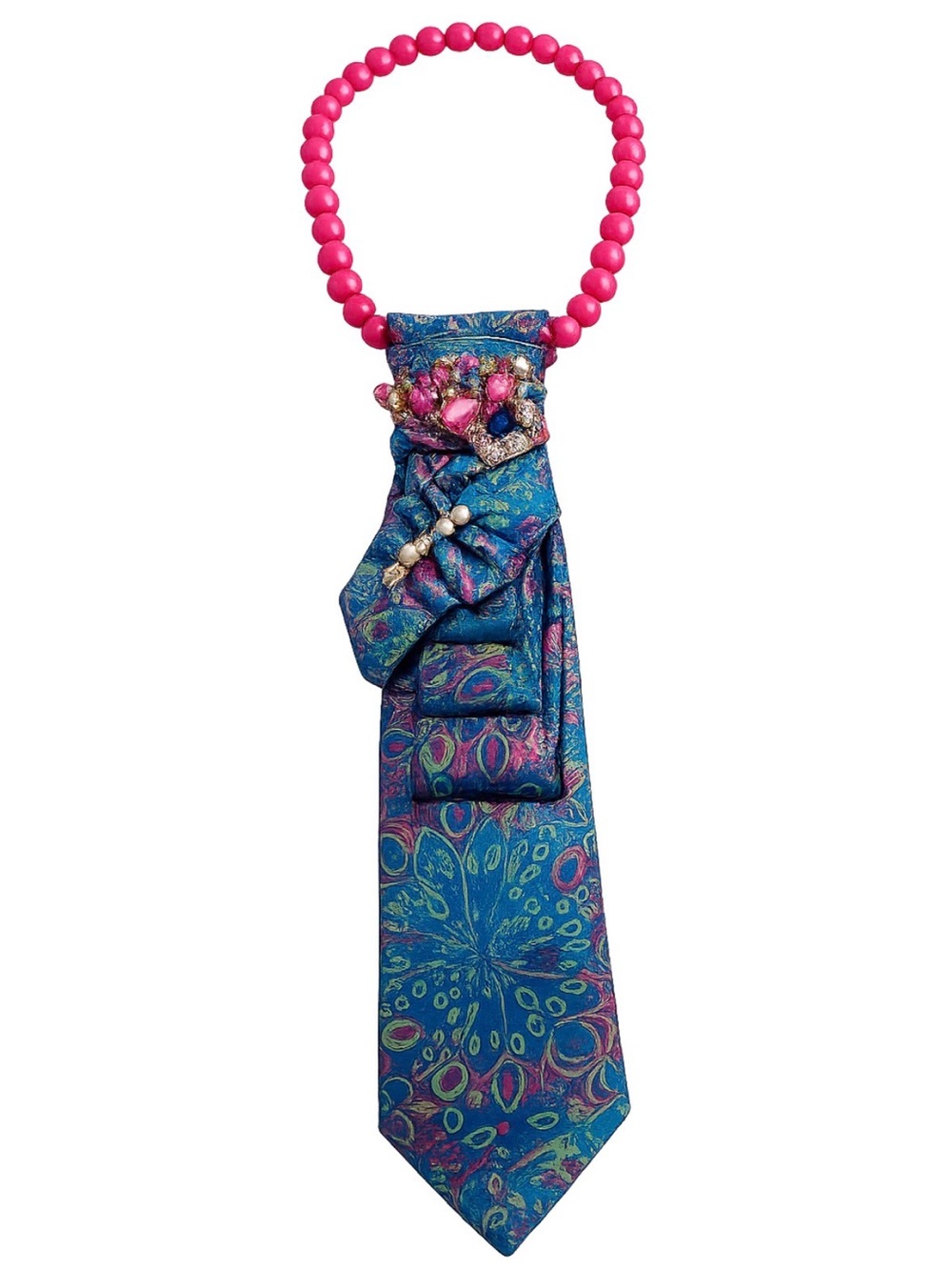 Unique Fashion Accessory Tie Necklace | Pearl Statement Necklace | Wearable Art